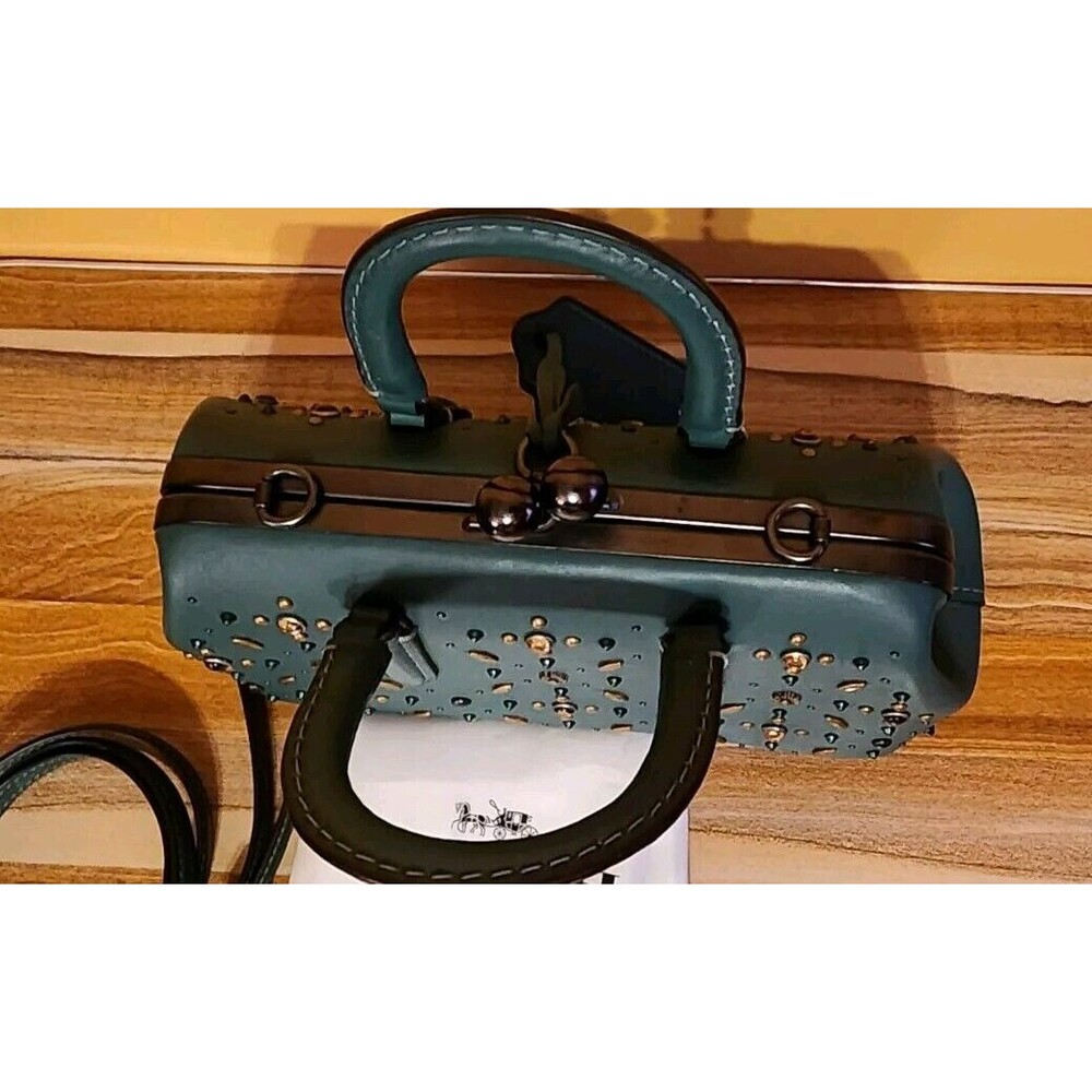 Coach 1941 Rivets Kisslock Satchel Green -limited Edition - Picture 6 of 10